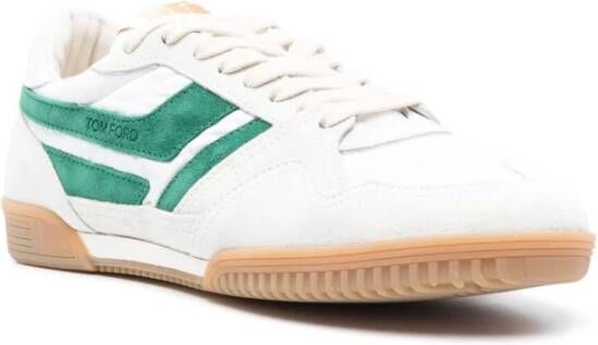 Tom Ford Witte Groene Amber Lage Top Sneakers Wit Heren