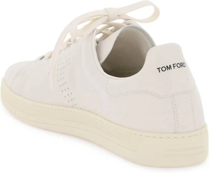 Tom Ford Warwick Sneakers van geperforeerd leer White Heren