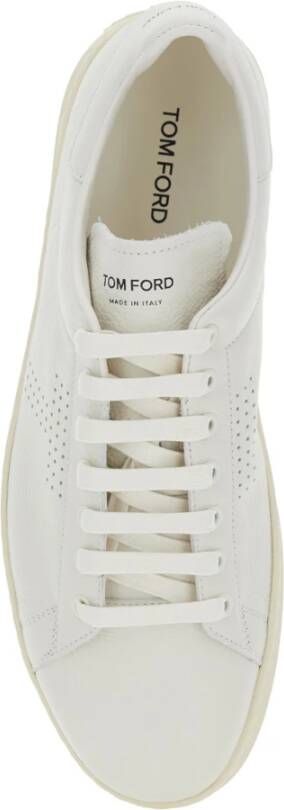 Tom Ford Witte lage sneakers met geperforeerd logo