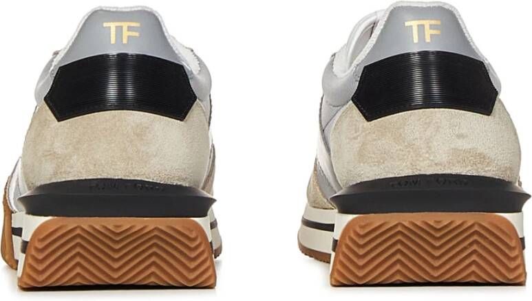 Tom Ford Zilveren Suède Sneakers Leren Details Multicolor Heren