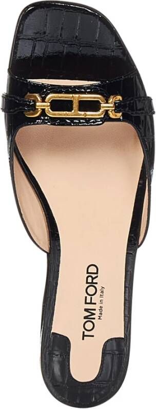 Tom Ford Zwarte Krokodil Slide Sandalen Black Dames