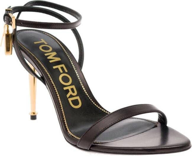 Tom Ford Zwarte Leren Hoge Hak Sandalen Black Dames