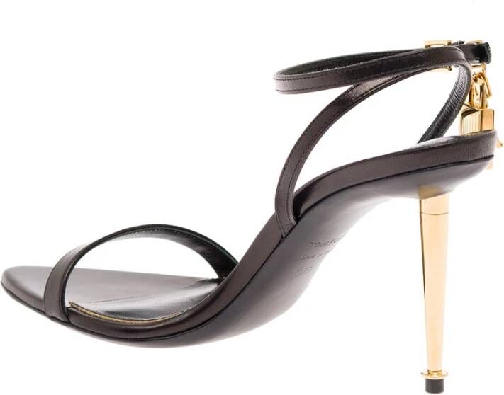 Tom Ford Zwarte Leren Hoge Hak Sandalen Black Dames