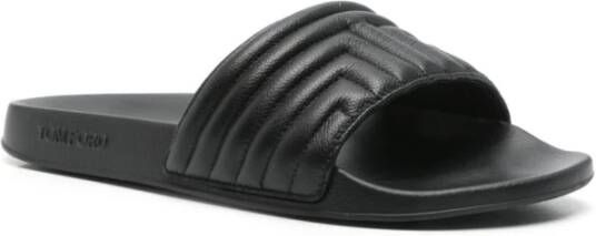 Tom Ford Zwarte sandalen met reliëflogo van leer