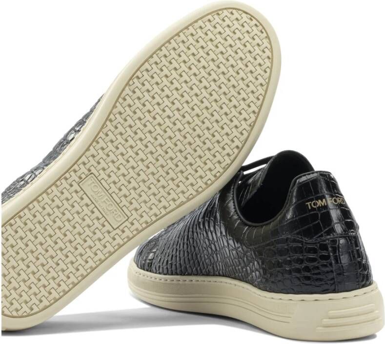 Tom Ford Zwarte Sneakers Krokodillenprint