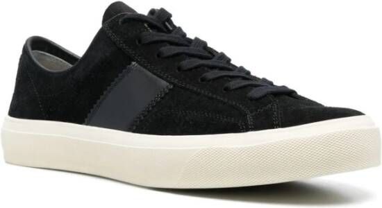 Tom Ford Zwarte Suède Lage Sneakers met Leren Details Black Heren