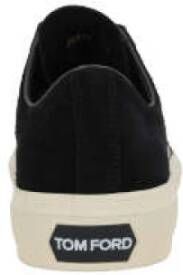 Tom Ford Zwarte Suède Lage Sneakers met Leren Details Black Heren