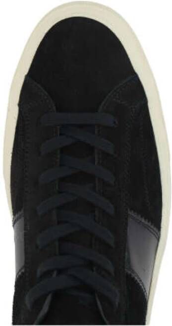 Tom Ford Zwarte Suède Lage Sneakers met Leren Details Black Heren