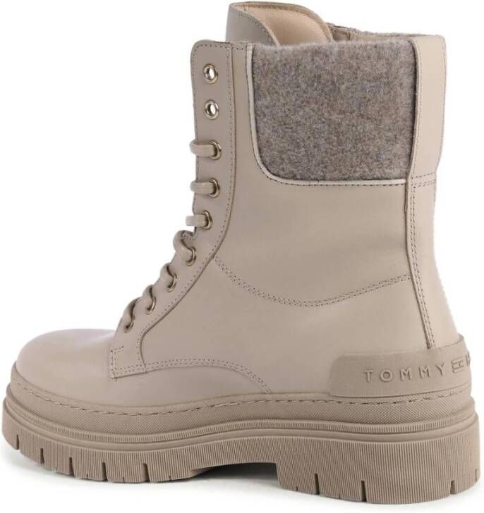 Tommy Hilfiger Beige Leren LaceUp Laarzen