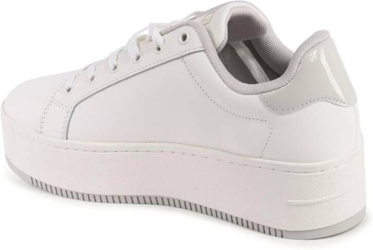 Tommy Hilfiger Beige Leren Platform Sneakers