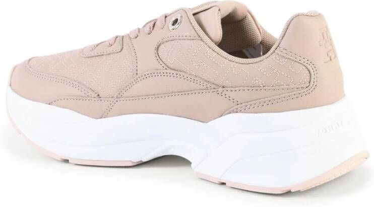 Tommy Hilfiger Beige Leren Platform Sneakers