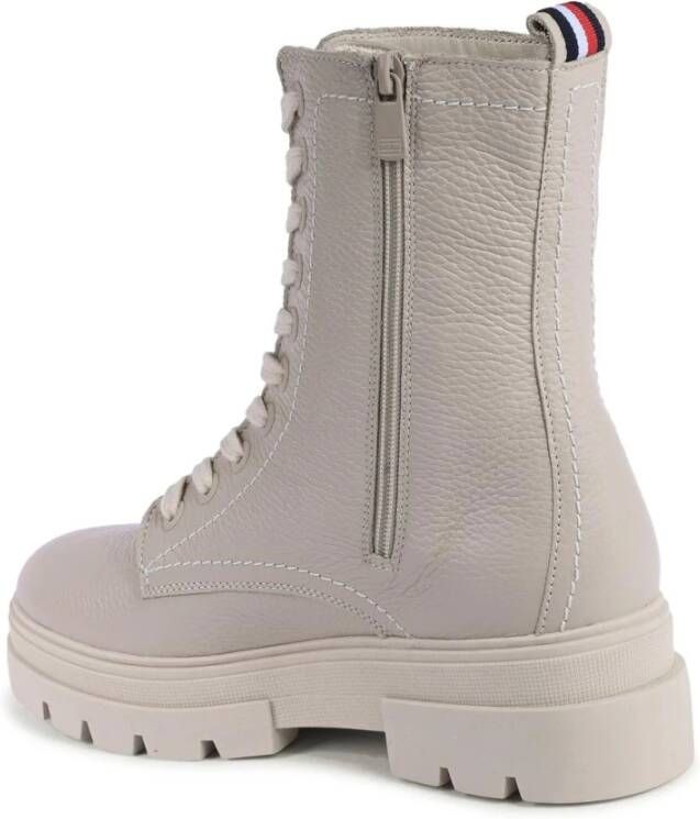 Tommy Hilfiger Beige Leren Platformlaarzen