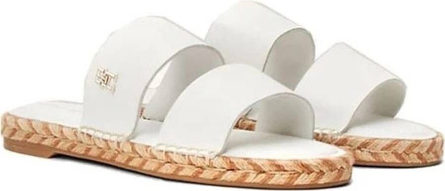 Tommy Hilfiger Beige Platte Sandalen voor Vrouwen White Dames