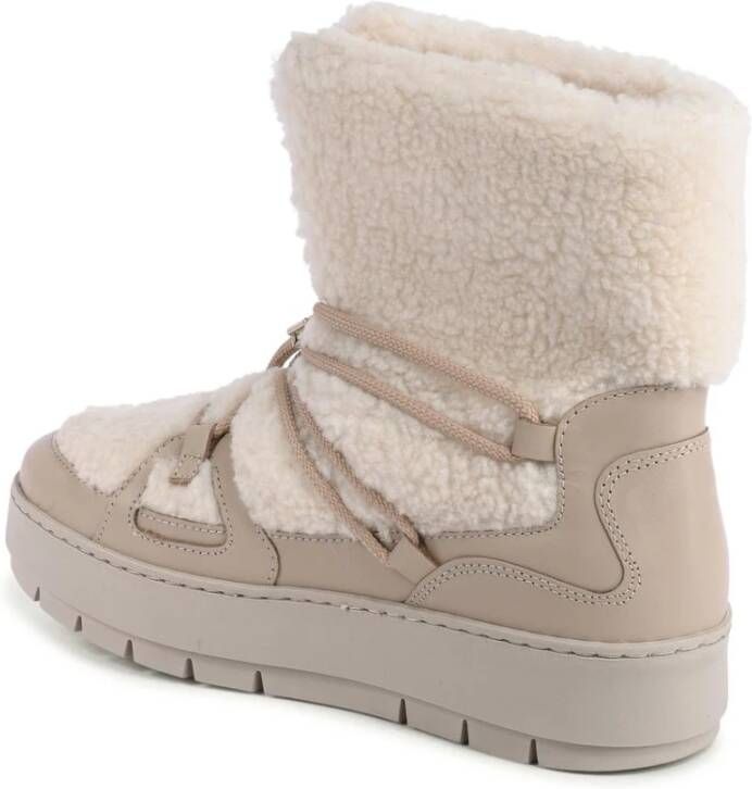 Tommy Hilfiger Beige Shearling Platform Enkellaarzen