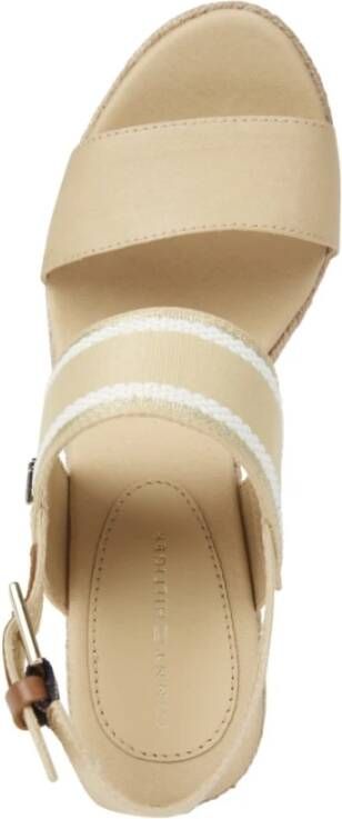 Tommy Hilfiger Hoge wig sandaal voor vrouwen Beige Dames