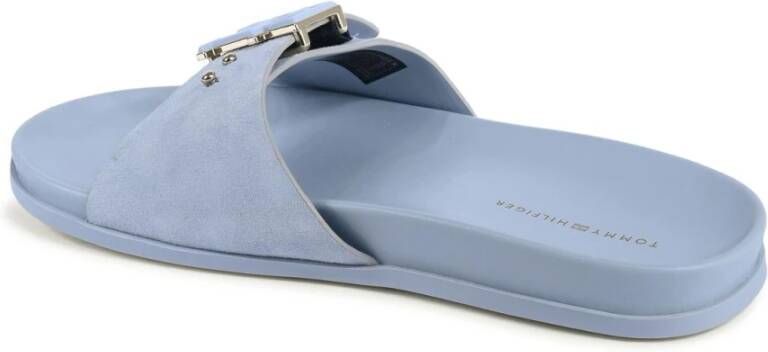 Tommy Hilfiger Blauwe Leren Slide Sandalen