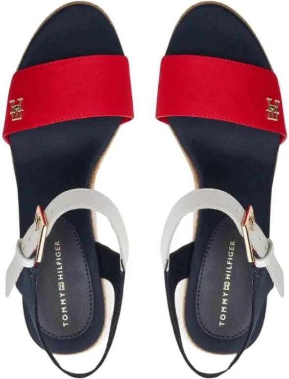 Tommy Hilfiger Blauwe Plateau Sandalen met Gesp Strik Multicolor Dames