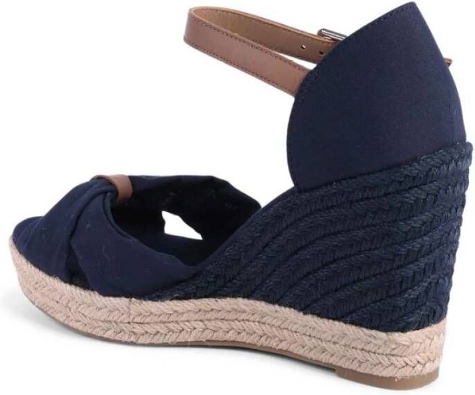 Tommy Hilfiger Blauwe Sleehak Espadrilles Sandalen Geknoopte Teen
