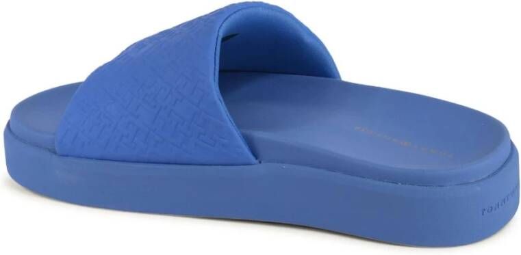 Tommy Hilfiger Blauwe Slide Sandaal Rubberen Zool