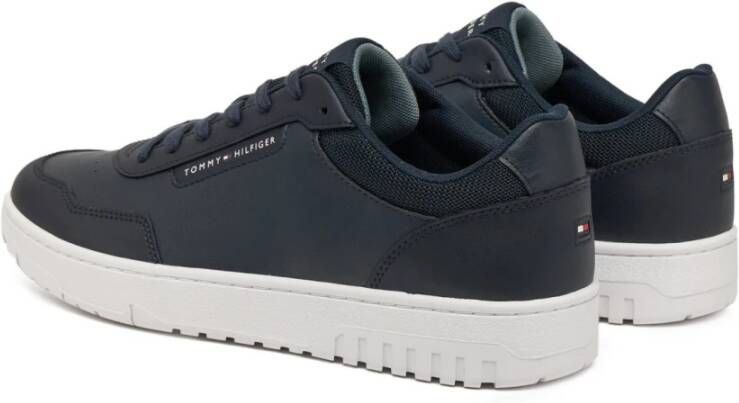 Tommy Hilfiger Blauwe Sneakers Ronde Neus Platte Hak