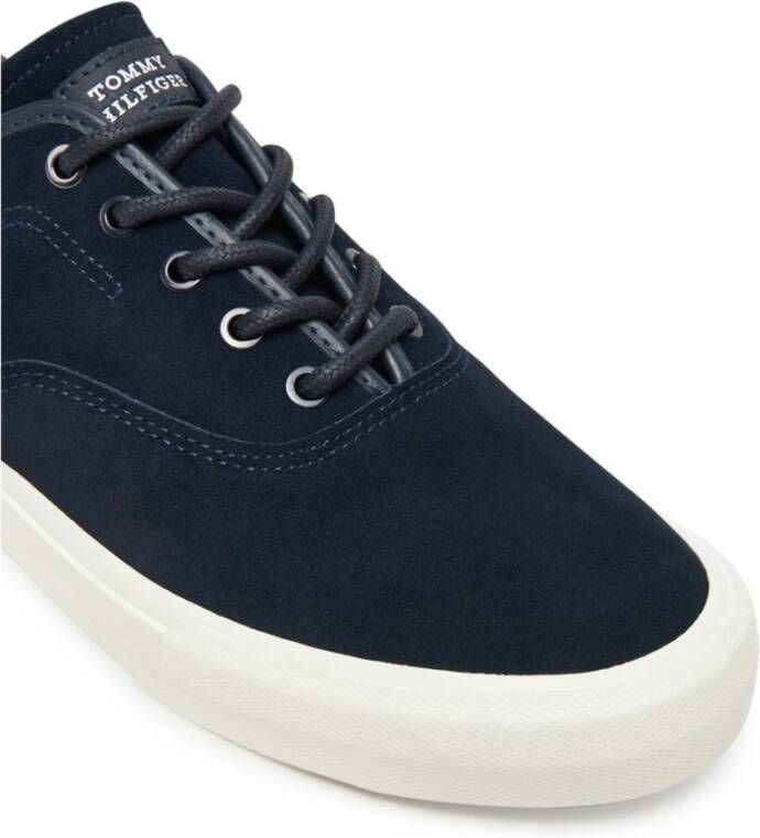 Tommy Hilfiger Blauwe Sneakers Ronde Neus Platte Hak