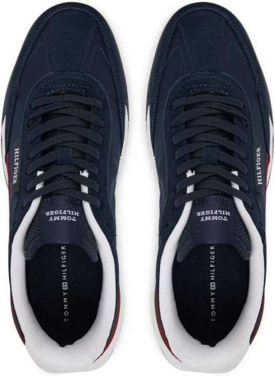 Tommy Hilfiger Blauwe Sneakers Ronde Neus Platte Hak