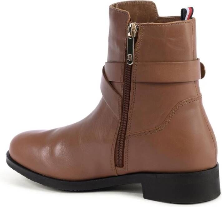 Tommy Hilfiger Bruin Leren Gesp Enkellaarsjes