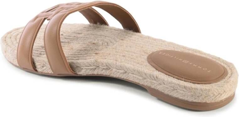 Tommy Hilfiger Bruine Jute Slide Sandalen