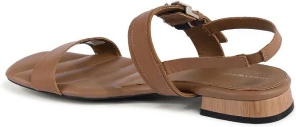 Tommy Hilfiger Bruine Leren Blokhak Sandalen
