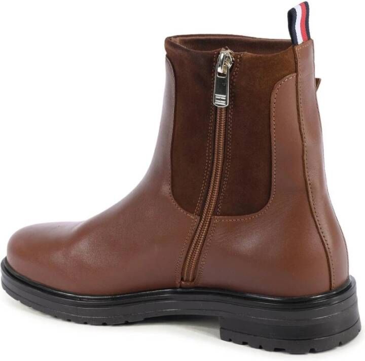 Tommy Hilfiger Bruine leren enkellaarzen