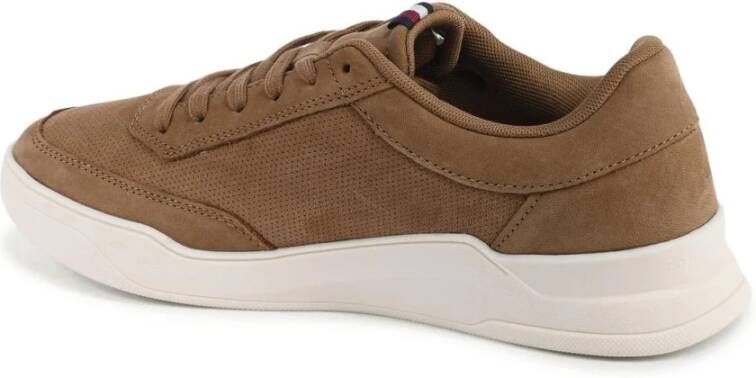 Tommy Hilfiger Bruine Leren Sneakers Stijlvol Comfortabel