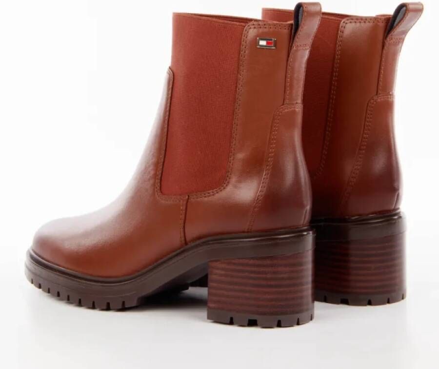 Tommy Hilfiger Chelsea Bruin Leren Enkellaarzen