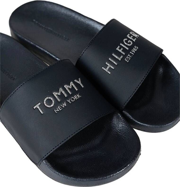 Tommy Hilfiger Comfortabele Instap Sandalen met Ronde Neus en Merkversiering Blauw Dames