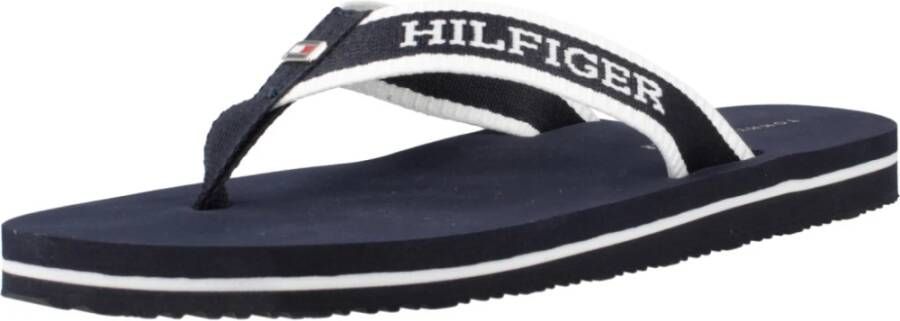 Tommy Hilfiger Webbing Pool Slide Flip Flops Blue Dames