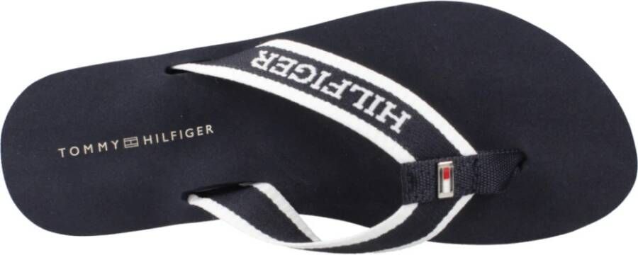Tommy Hilfiger Webbing Pool Slide Flip Flops Blue Dames