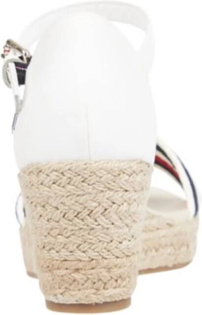 Tommy Hilfiger Gerecyclede Katoenen Sleehak Sandalen White Dames