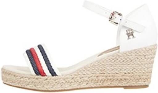 Tommy Hilfiger Gerecyclede Katoenen Sleehak Sandalen White Dames