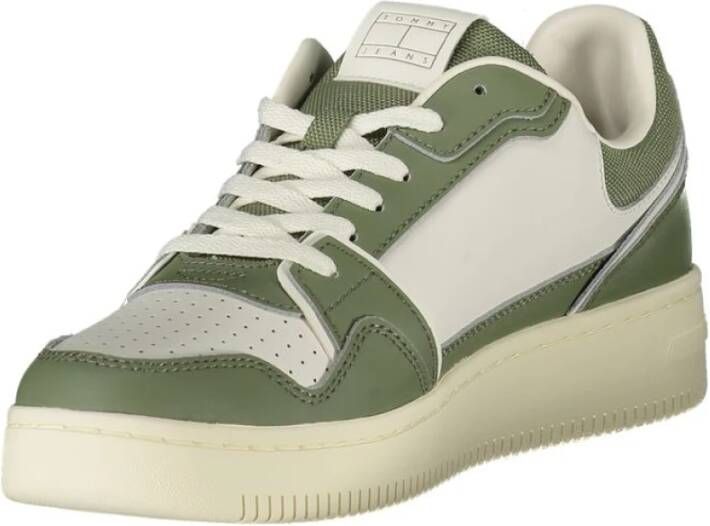 Tommy Hilfiger Groene Leren Heren Sneaker Dynamische Rand