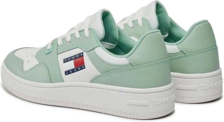 Tommy Hilfiger Groene Leren Sneakers Vrouwen Green Dames