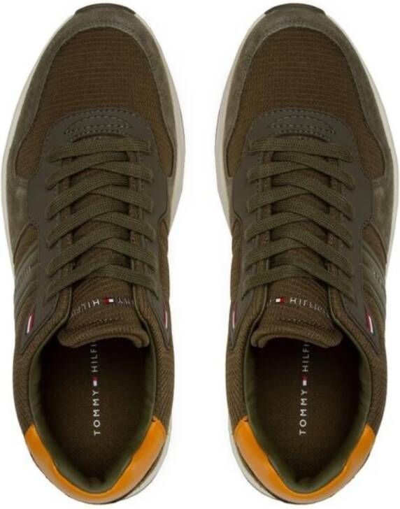 Tommy Hilfiger Groene Textiel PU Leren Sneakers Green Heren