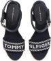 Tommy Hilfiger Dames Marineblauwe Gouden Webbing Sleehak Sandalen Blue Dames - Thumbnail 7