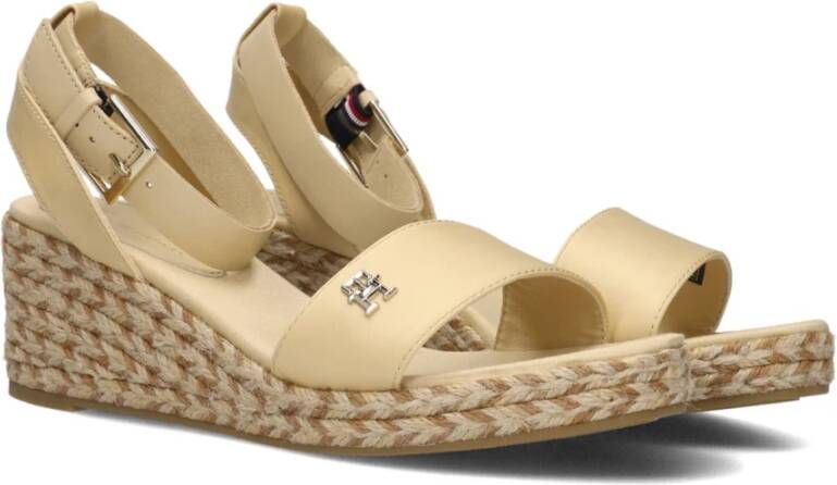 Tommy Hilfiger Kleurrijke Sleehak Satijnen Sandalen Beige Dames