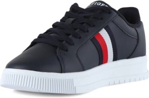 Tommy Hilfiger Leren Sneakers met Contrast Zool Blue Heren