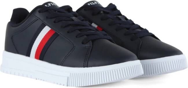 Tommy Hilfiger Leren Sneakers met Contrast Zool Blue Heren