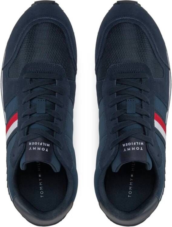 Tommy Hilfiger Leren Textiel Patch Logo Sneakers Blauw Blue Dames