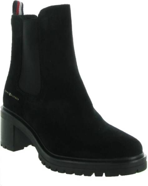 Tommy Hilfiger Midheel Suede Chelsea Schoenen Black Dames