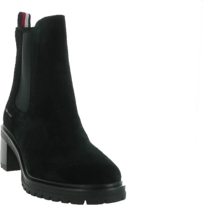 Tommy Hilfiger Midheel Suede Chelsea Schoenen Black Dames