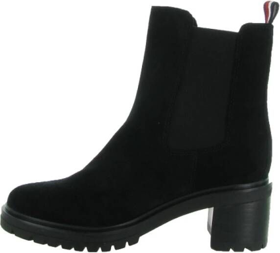 Tommy Hilfiger Midheel Suede Chelsea Schoenen Black Dames