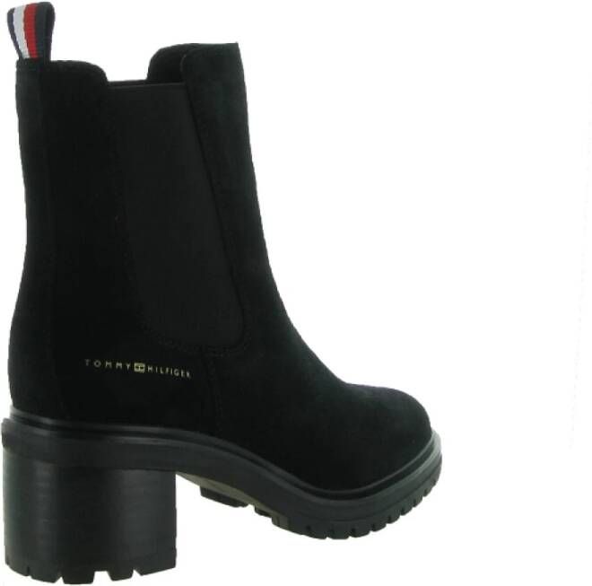 Tommy Hilfiger Midheel Suede Chelsea Schoenen Black Dames