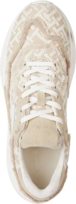 Tommy Hilfiger Monogram Jacquard Sneakers Beige Wit Logo Beige Dames